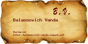 Balassovich Vanda névjegykártya
